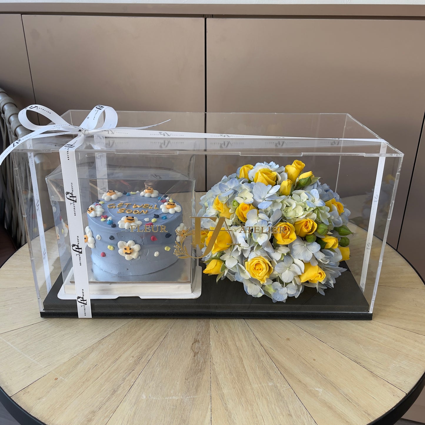 Mini Cake with Yellow & Blue Flowers