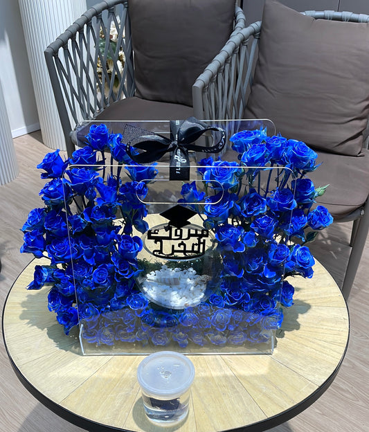 Blue Sprayed Roses Graduation – Fleur Atelier Flowers and Gifts Llc