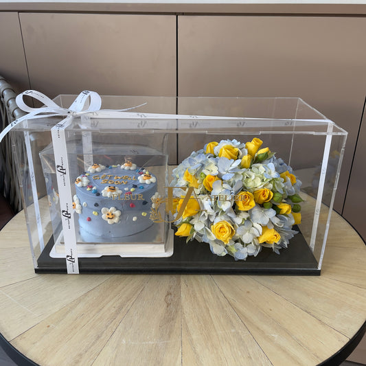 Mini Cake with Yellow & Blue Flowers